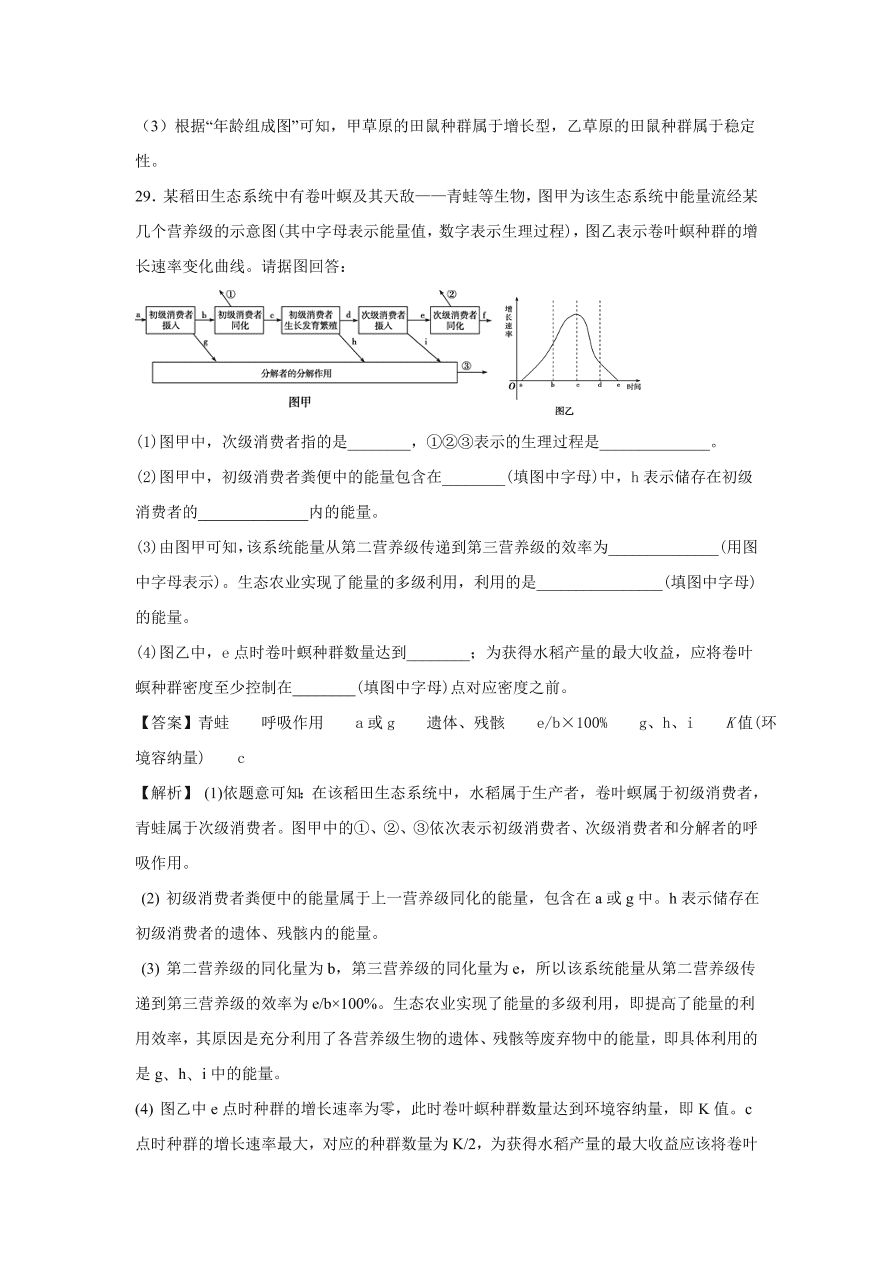 2020-2021学年高考生物精选考点突破专题14 种群与群落