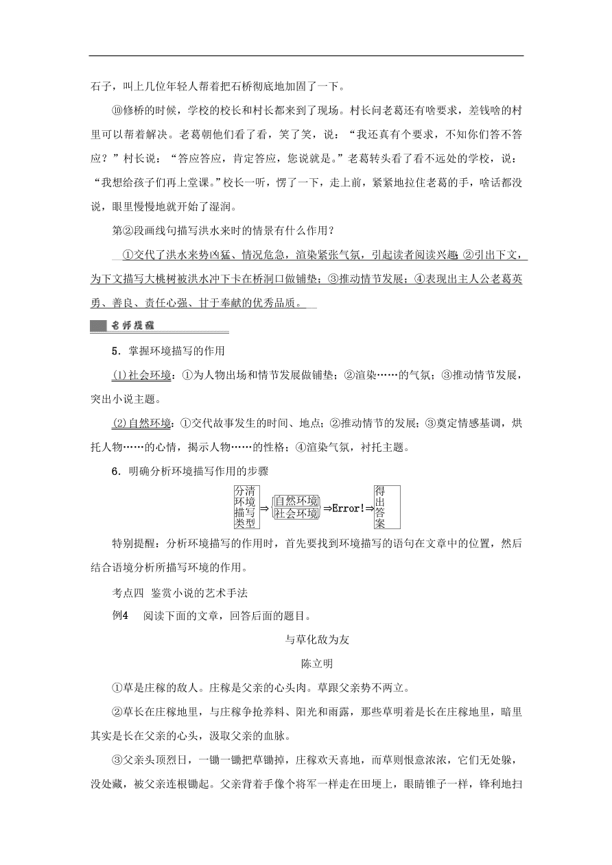 中考语文复习第二篇现代文阅读第一节文学作品阅读小说散文阅读讲解