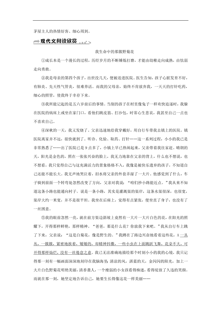 新人教版 七年级语文下册第四单元 驿路梨花 复习习题