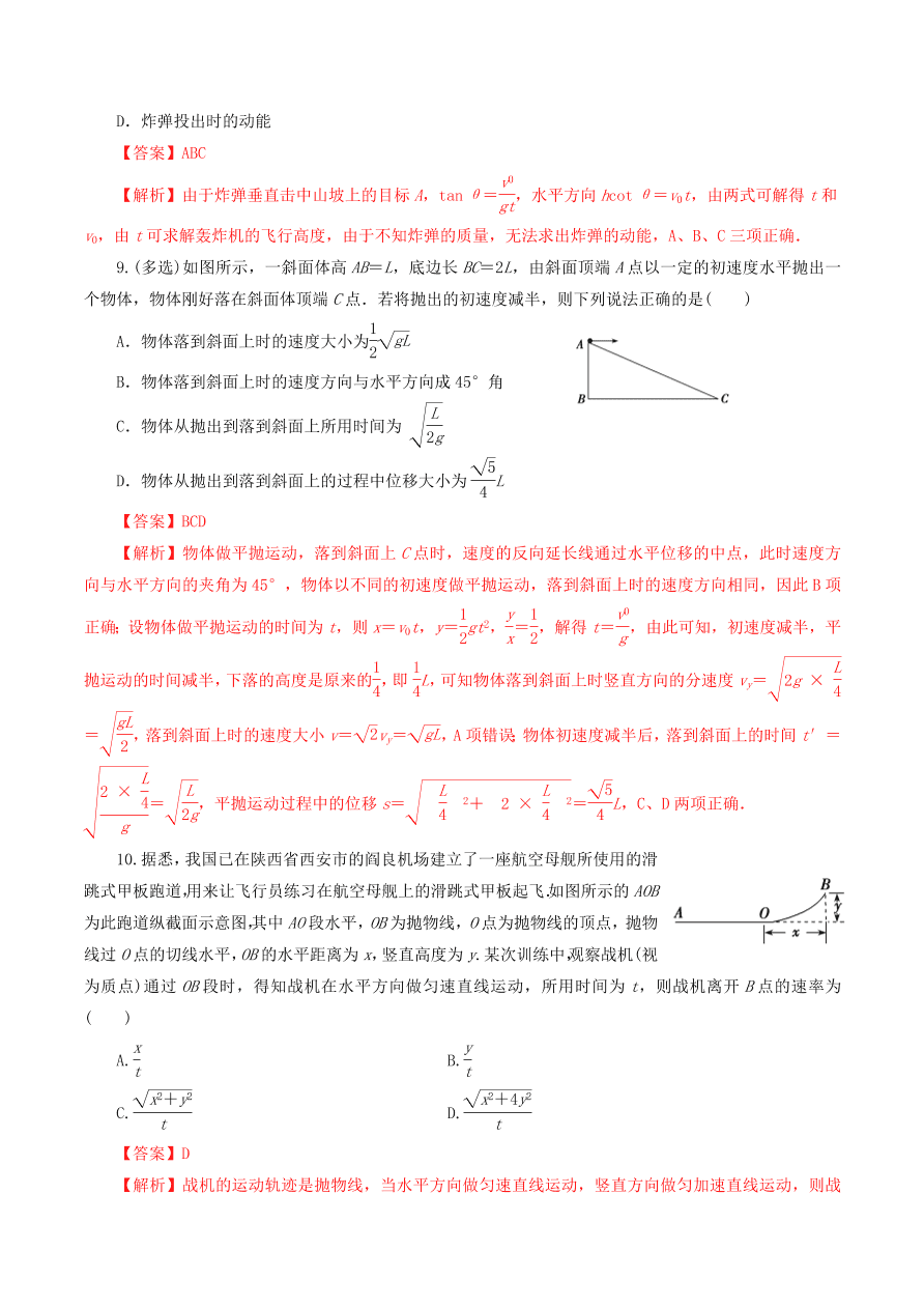 2020-2021年高考物理重点专题讲解及突破04：曲线运动