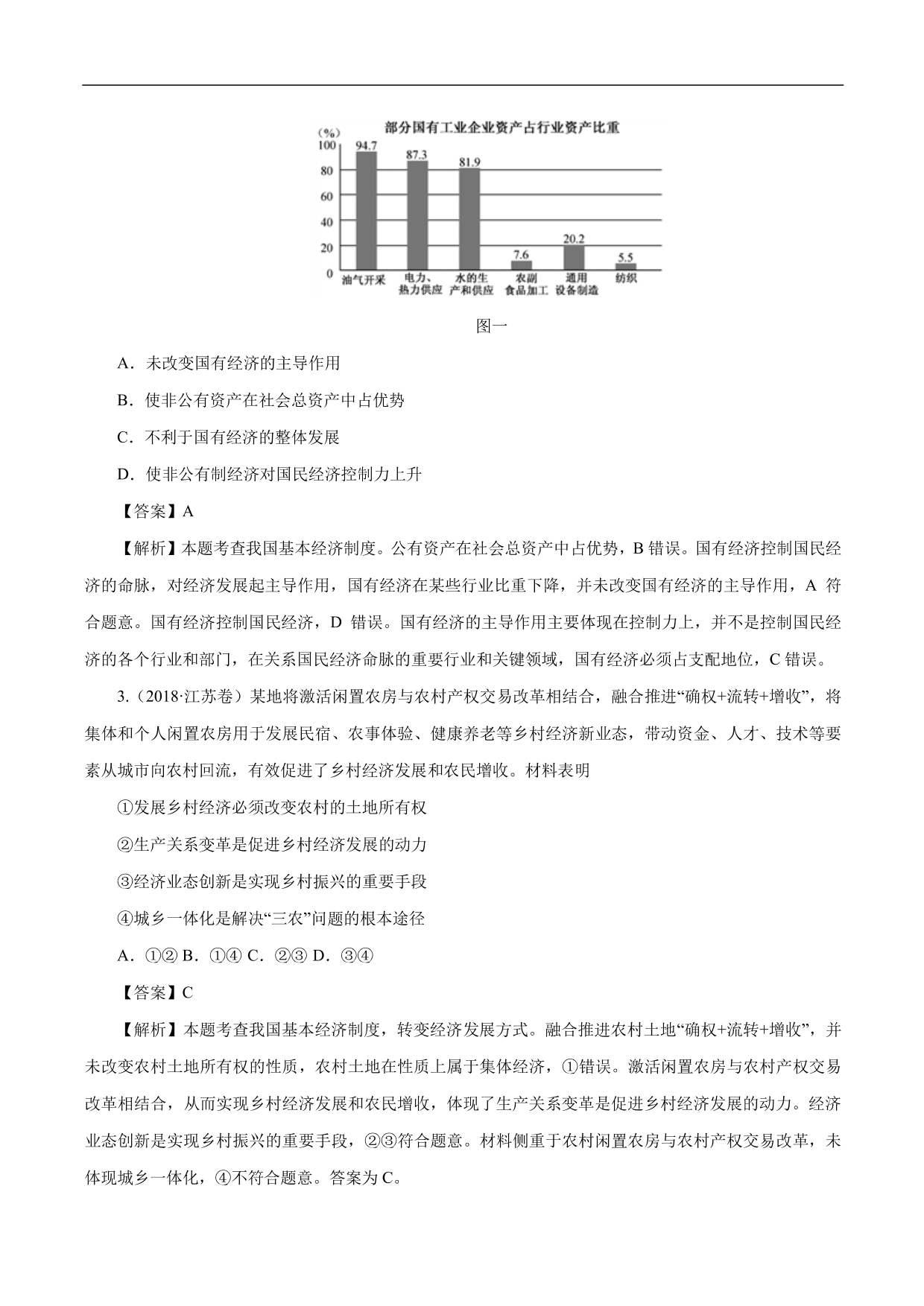 2020-2021年高考政治一轮复习考点：生产与经济制度