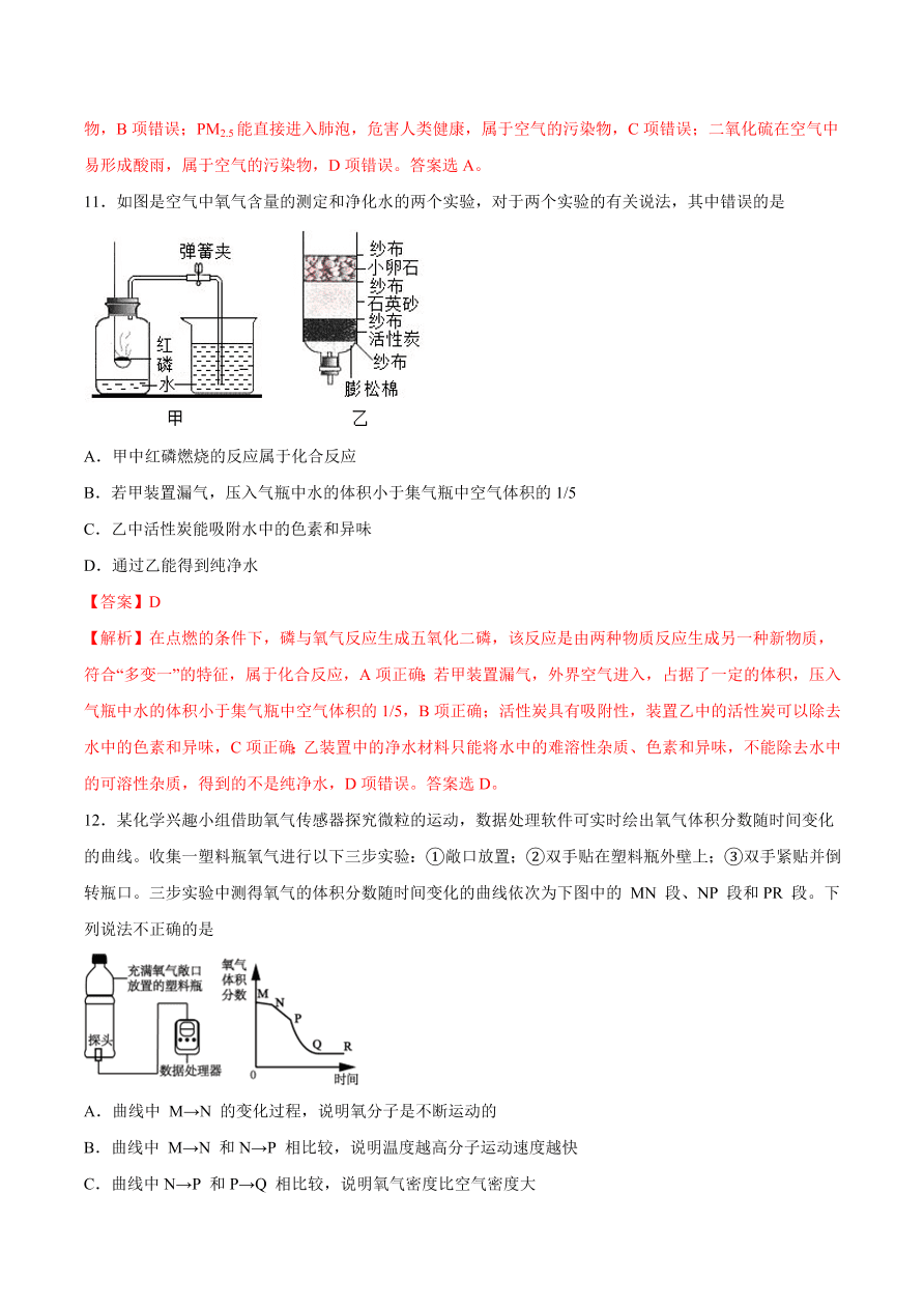 2020-2021学年初三化学课时同步练习：空气是一种重要的资源