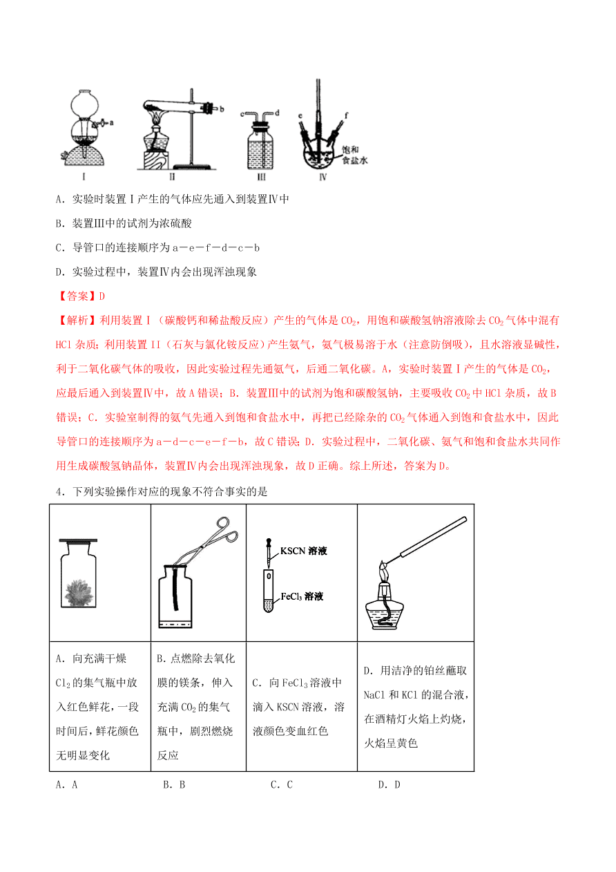 2020-2021年高考化学精选考点突破24 化学综合实验