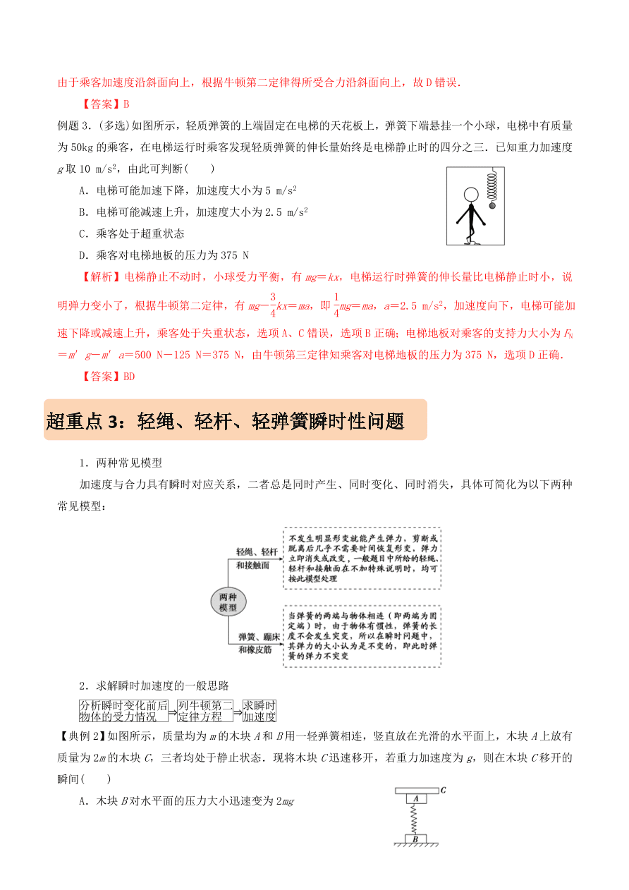 2020-2021年高考物理重点专题讲解及突破03：牛顿运动定律