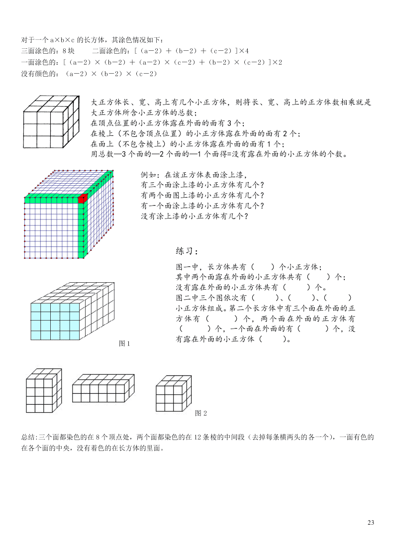 六年级数学上册一长方体和正方体单元综合知识点全套讲解附练习（苏教版）