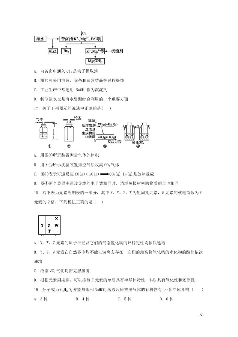 黑龙江省双鸭山市第一中学2021学年高二化学上学期开学考试试题