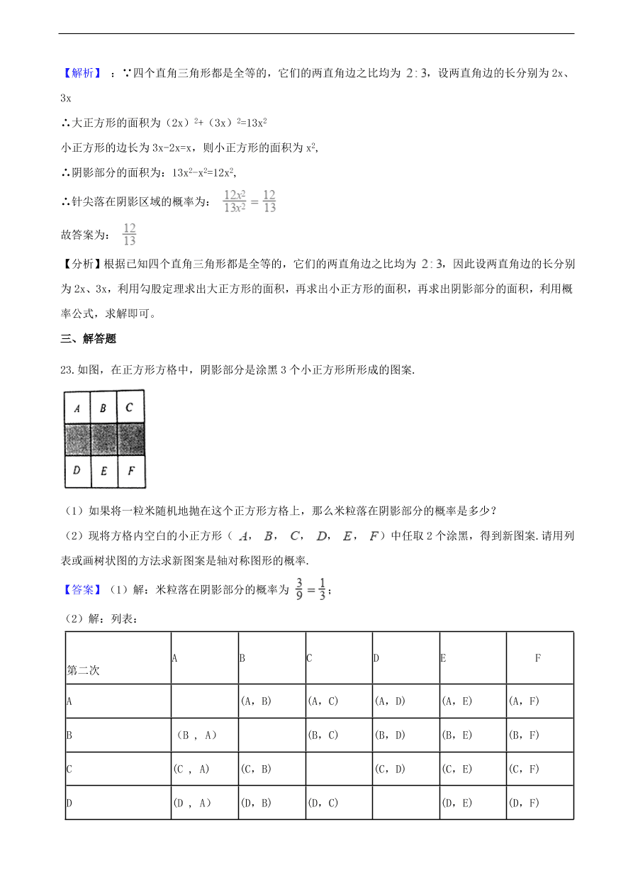 中考数学专题复习卷：概率（含解析）