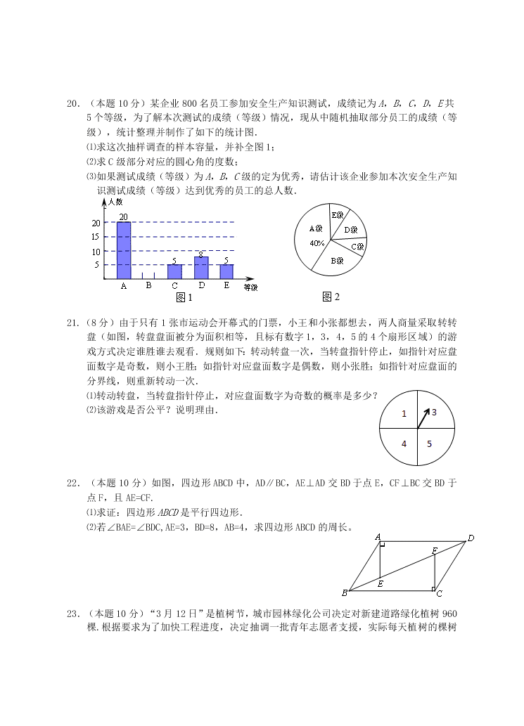 常青藤联盟八年级数学第二学期月考试题