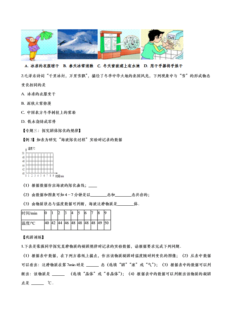 2020人教版初二物理重点知识专题训练：物态变化